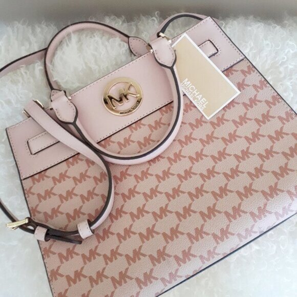 NWT MICHAEL Michael Kors Reagan blossom pink medium satchel - Picture 3 of 8